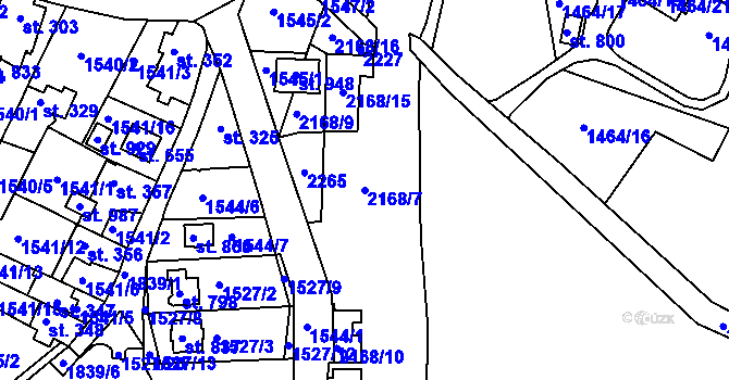 Parcela st. 2168/7 v KÚ Skalná, Katastrální mapa