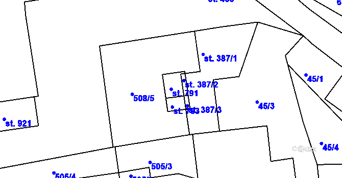 Parcela st. 791 v KÚ Skalná, Katastrální mapa