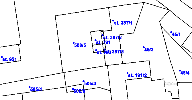 Parcela st. 793 v KÚ Skalná, Katastrální mapa