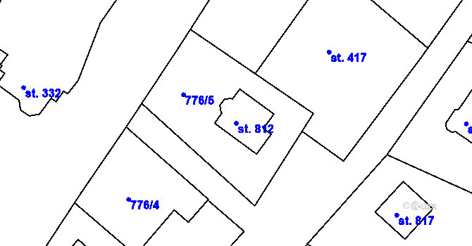 Parcela st. 812 v KÚ Skalná, Katastrální mapa