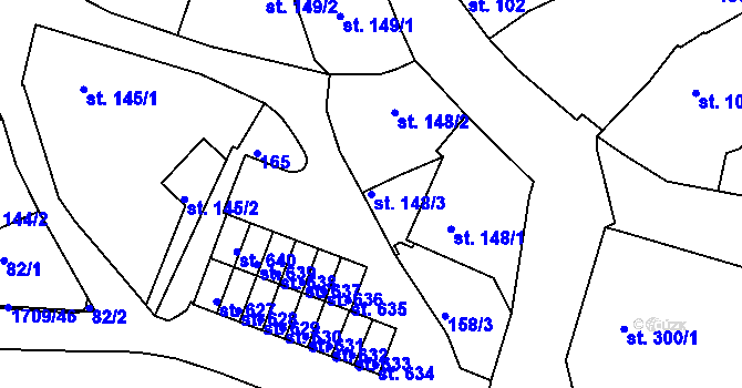 Parcela st. 148/3 v KÚ Skalná, Katastrální mapa