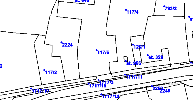 Parcela st. 117/6 v KÚ Skalná, Katastrální mapa