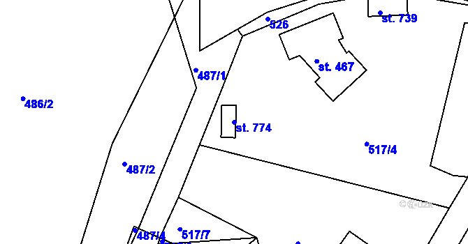 Parcela st. 774 v KÚ Skalná, Katastrální mapa