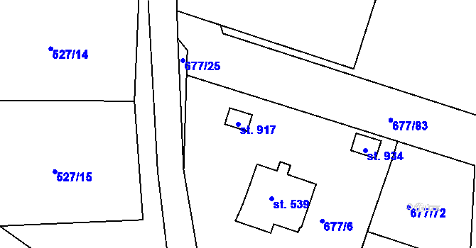 Parcela st. 917 v KÚ Skalná, Katastrální mapa