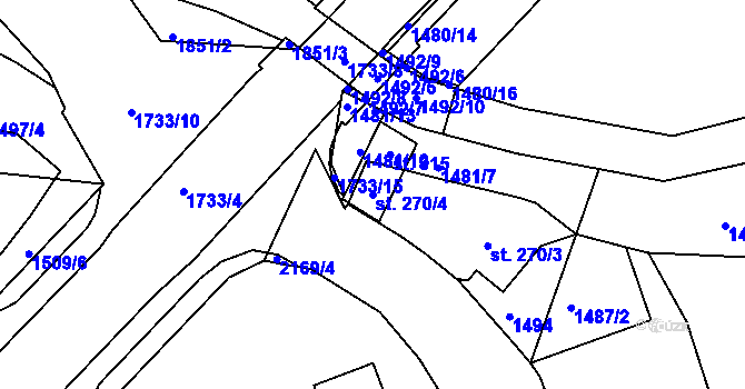 Parcela st. 270/4 v KÚ Skalná, Katastrální mapa