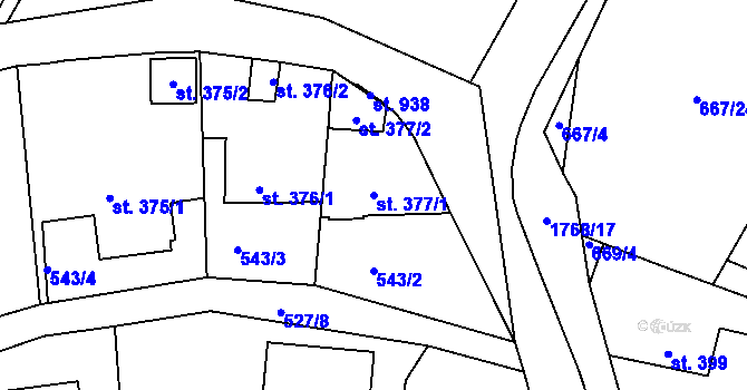 Parcela st. 377/1 v KÚ Skalná, Katastrální mapa