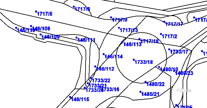 Parcela st. 146/114 v KÚ Skalná, Katastrální mapa