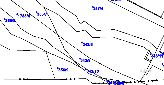 Parcela st. 343/6 v KÚ Skalná, Katastrální mapa