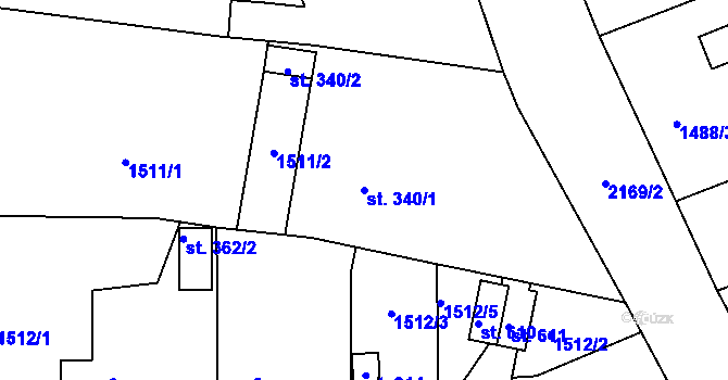 Parcela st. 340/1 v KÚ Skalná, Katastrální mapa