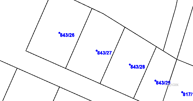 Parcela st. 843/27 v KÚ Skalná, Katastrální mapa