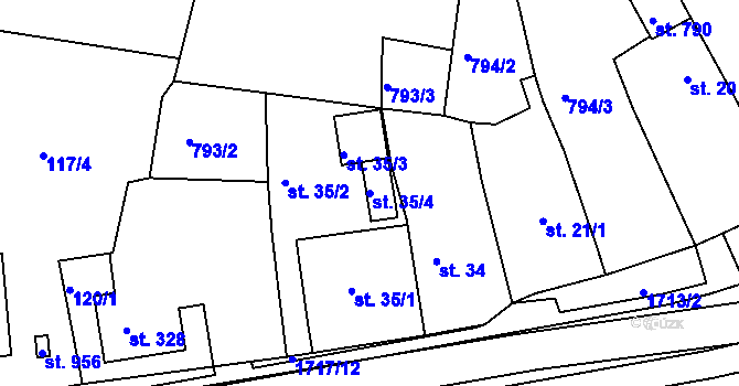 Parcela st. 35/4 v KÚ Skalná, Katastrální mapa
