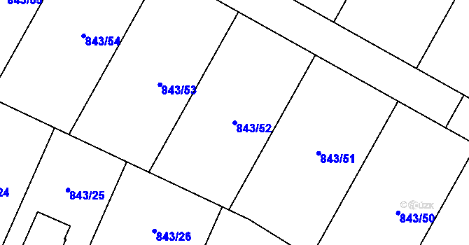 Parcela st. 843/52 v KÚ Skalná, Katastrální mapa