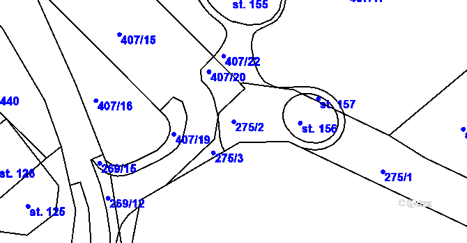 Parcela st. 275/2 v KÚ Vonšov, Katastrální mapa