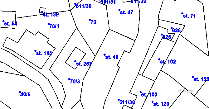 Parcela st. 46 v KÚ Skalsko, Katastrální mapa