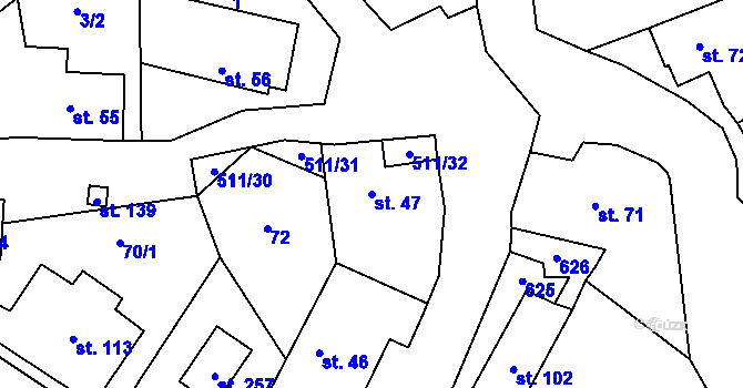 Parcela st. 47 v KÚ Skalsko, Katastrální mapa