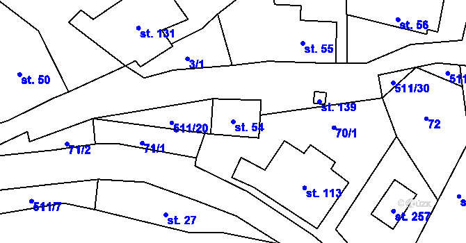 Parcela st. 54 v KÚ Skalsko, Katastrální mapa