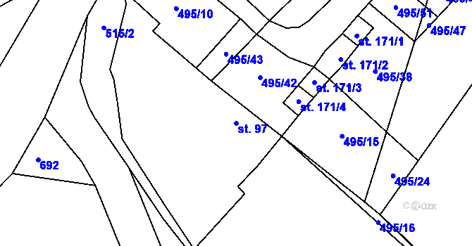 Parcela st. 97 v KÚ Skalsko, Katastrální mapa