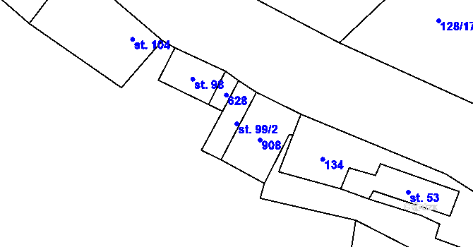 Parcela st. 99/2 v KÚ Skalsko, Katastrální mapa