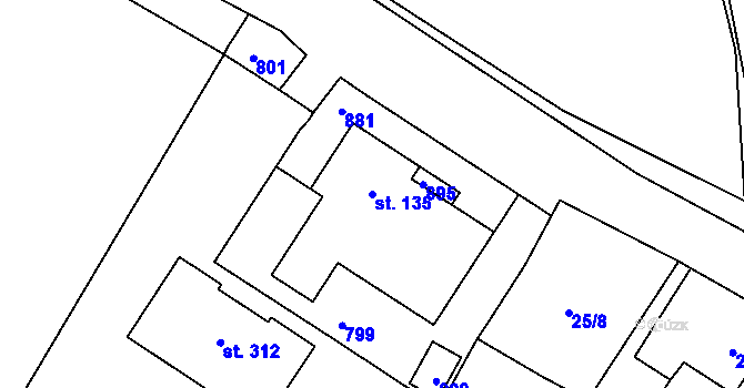 Parcela st. 135 v KÚ Skalsko, Katastrální mapa