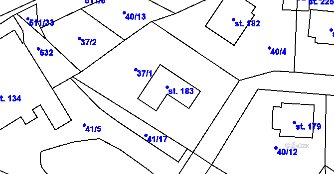 Parcela st. 183 v KÚ Skalsko, Katastrální mapa