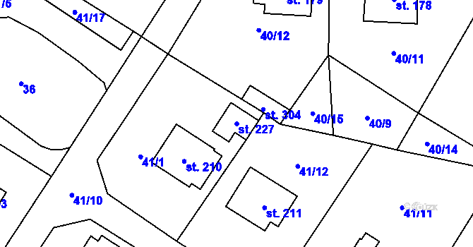 Parcela st. 227 v KÚ Skalsko, Katastrální mapa