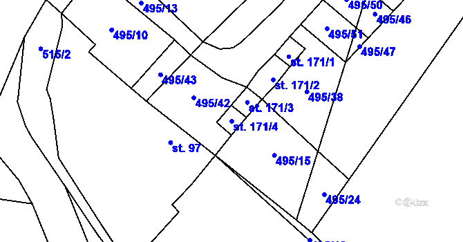 Parcela st. 171/4 v KÚ Skalsko, Katastrální mapa