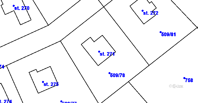 Parcela st. 271 v KÚ Skalsko, Katastrální mapa