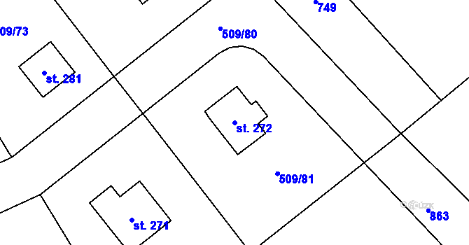 Parcela st. 272 v KÚ Skalsko, Katastrální mapa