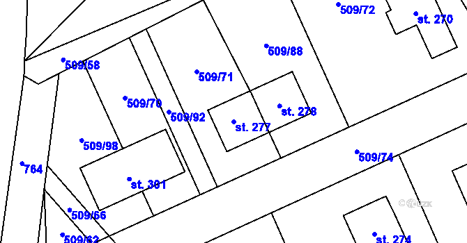 Parcela st. 277 v KÚ Skalsko, Katastrální mapa