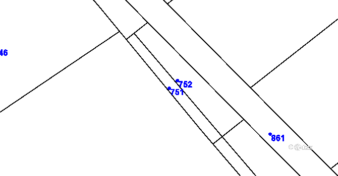 Parcela st. 751 v KÚ Skalsko, Katastrální mapa