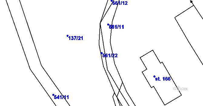 Parcela st. 561/22 v KÚ Skalsko, Katastrální mapa