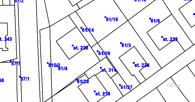 Parcela st. 61/29 v KÚ Skalsko, Katastrální mapa