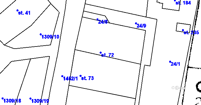 Parcela st. 72 v KÚ Skály u Protivína, Katastrální mapa