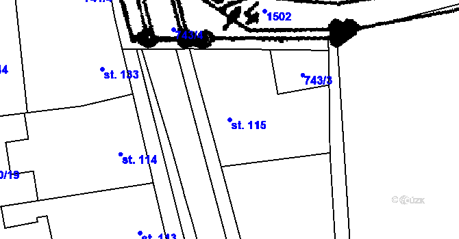Parcela st. 115 v KÚ Skály u Protivína, Katastrální mapa