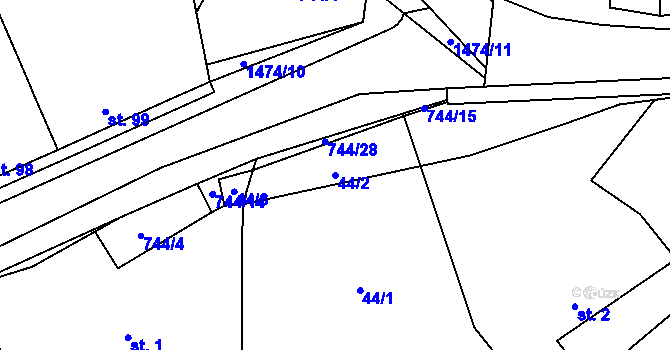 Parcela st. 44/2 v KÚ Skály u Protivína, Katastrální mapa