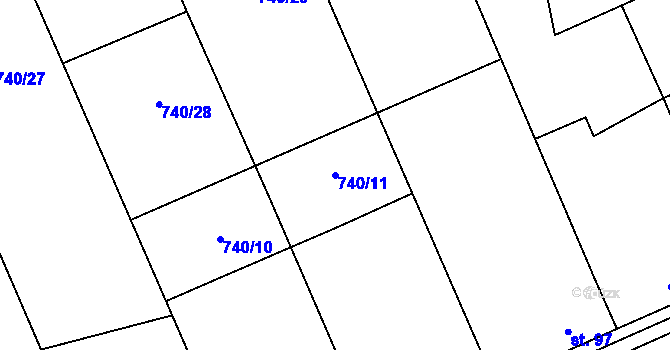 Parcela st. 740/11 v KÚ Skály u Protivína, Katastrální mapa