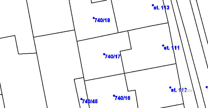 Parcela st. 740/17 v KÚ Skály u Protivína, Katastrální mapa