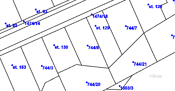 Parcela st. 744/8 v KÚ Skály u Protivína, Katastrální mapa