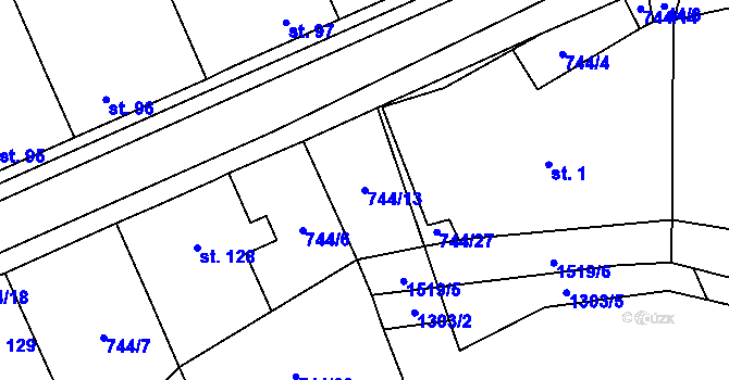 Parcela st. 744/13 v KÚ Skály u Protivína, Katastrální mapa