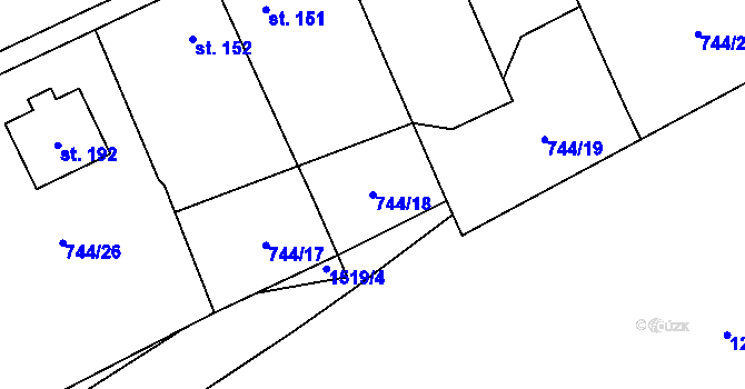 Parcela st. 744/18 v KÚ Skály u Protivína, Katastrální mapa