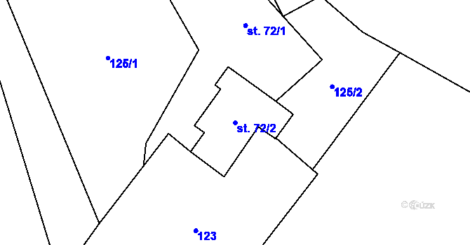 Parcela st. 72/2 v KÚ Skály u Rýmařova, Katastrální mapa