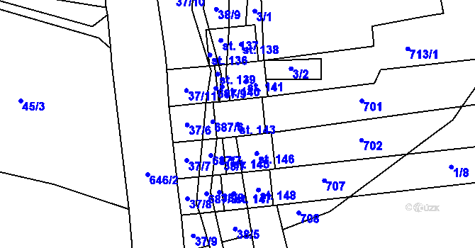 Parcela st. 143 v KÚ Skály u Rýmařova, Katastrální mapa