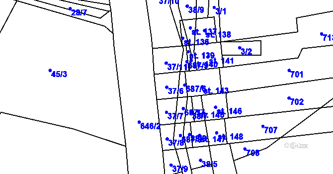 Parcela st. 37/6 v KÚ Skály u Rýmařova, Katastrální mapa