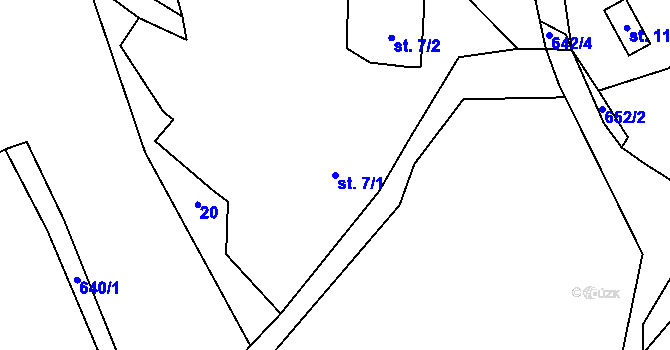Parcela st. 7/1 v KÚ Skály u Rýmařova, Katastrální mapa