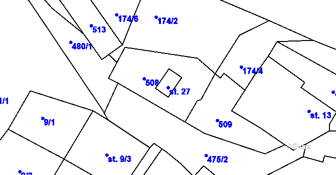 Parcela st. 27 v KÚ Krtín, Katastrální mapa