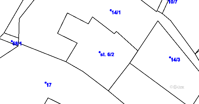 Parcela st. 6/2 v KÚ Krtín, Katastrální mapa