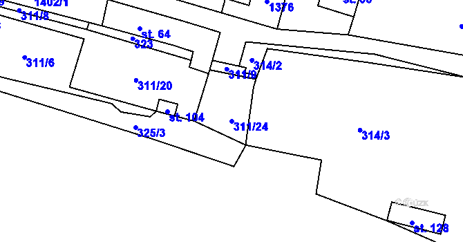 Parcela st. 311/24 v KÚ Skapce, Katastrální mapa