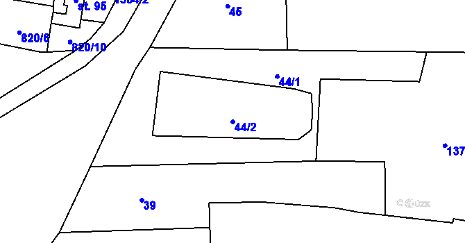 Parcela st. 44/2 v KÚ Skapce, Katastrální mapa