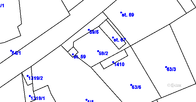 Parcela st. 59/2 v KÚ Skapce, Katastrální mapa