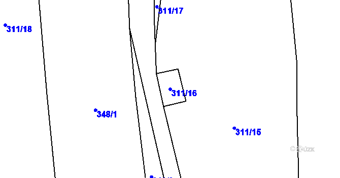 Parcela st. 311/16 v KÚ Skapce, Katastrální mapa